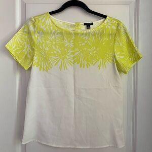 Ann Taylor Floral Yellow and White Blouse